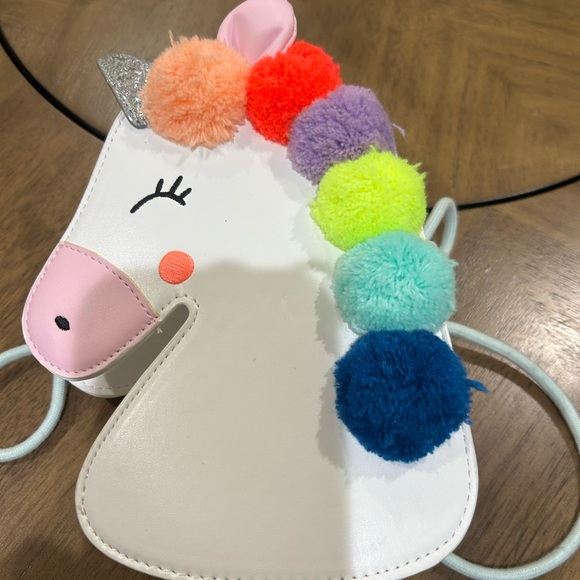 White Unicorn Pom-Pom Crossbody Bag - Picture 3 of 7
